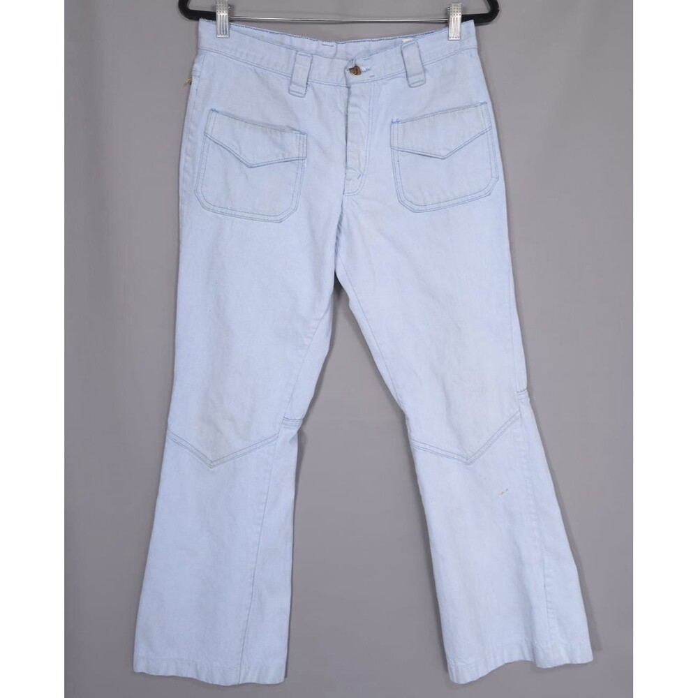 FARAH VINTAGE 1970s Flare Bell Bootcut Jeans‎ MADE IN USA 30x29 Blue No Size Tag